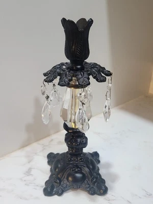 Vintage Baroque Candle Holder With Prisms Beautiful Piece - Image 1 of 4