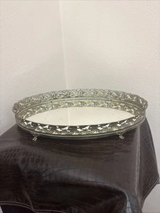 Vintage Oval Shape Tray Vanity Mirror Tray 13 1/4 In # 8 1/4 In - Picture 1 of 21