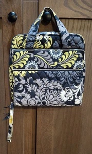 Vera Bradley Tech Organizer Barock Schwarz Gelb Blumen Reißverschluss Netztaschen *LESEN* - Bild 1 von 23