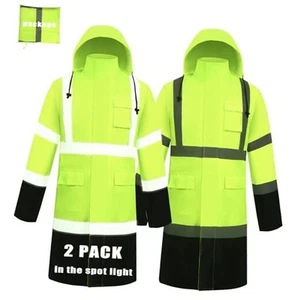 Raincoat Safety Work for Men Waterproof with Black Bottom, Rain Coats Interior - Picture 1 of 8