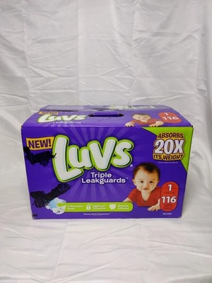 Pañales Luvs Talla 1 116 Ct Triple Protector de Fugas Absorbe 20x Su Peso Nuevo Foto 1 de 3
