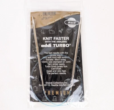 Aguja de tejer circular Skacel Knit Faster Addi Turbo 24" talla 7 Foto 1 de 2