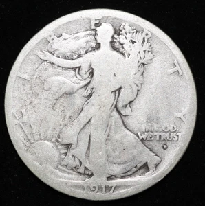 1917 D On Obverse 90% Silver Walking Liberty Half Dollar 50C Denver Circulated - Picture 1 of 2