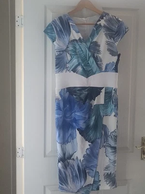 Joseph Ribkoff Dress Pencil stretch V Neck Cross Over Cruise Wear Size 14 - Image 1 of 4