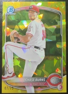 CHASE BURNS Yellow Refractor /75 #BCP-122 2025 Bowman Sapphire - Picture 1 of 2