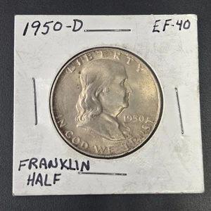 Medio dólar de plata Franklin 1950 D Estados Unidos de América en Dios confiamos - Imagen 1 de 5