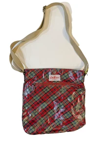 Cath Kidston Crossbody Bag Womens Plaid Oilcloth Messenger Purse Classic Red - Picture 1 of 10