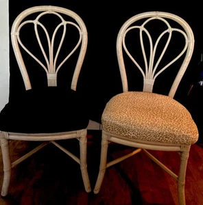 Vintage Ivory Rattan/Bamboo MCM Boho Chic Bistro/Side chairs - Picture 1 of 19