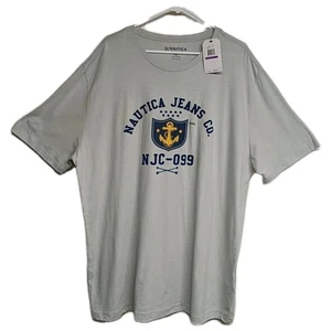 Jeans Nautica Co. nuovo con etichetta Camicia Uomo XXL Girocollo 100% Cotone NJC Grigio Chiaro T-shirt NUOVA - Foto 1 di 8