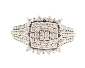 Keepsake 10KT White Gold Triple Halo 0.78 ctw Round Diamond 11.9mm Cluster Ring - Picture 1 of 23