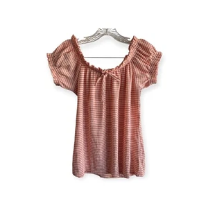 Women's Size Medium Sophia Top Orange Square Neck - Picture 1 of 6
