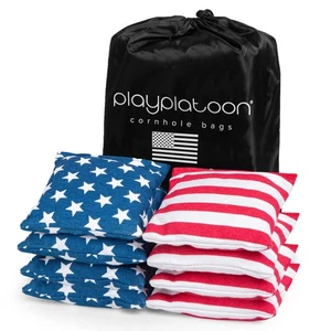 Play Platoon Premium Weather Resistant Cornhole Bags 4 Stars & 4 Stripes - Picture 1 of 7