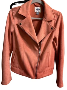 OLD NAVY Faux Suede Moto Jacket Pink Women's Size SP - Picture 1 of 12