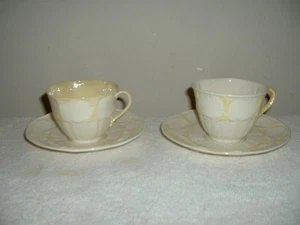 Lot of 2 Belleek New Shell Yellow Cup & Saucer Sets 6th Mark - Picture 1 of 3
