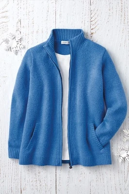 Coldwater Creek Plush Zip Cardigan 03 Colors, All Size - Image 1 of 4