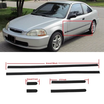 Fits 96-00 Honda Civic 2/3dr Coupe Hatchback JDM-Style Thin Side Door Moldings Foto 1 de 4