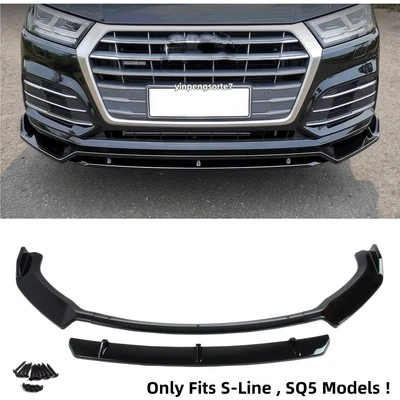 Painted Black Front Bumper Lip Spoiler Splitter For AUDI Q5-Sline 2018-2020 SQ5 Foto 1 de 4
