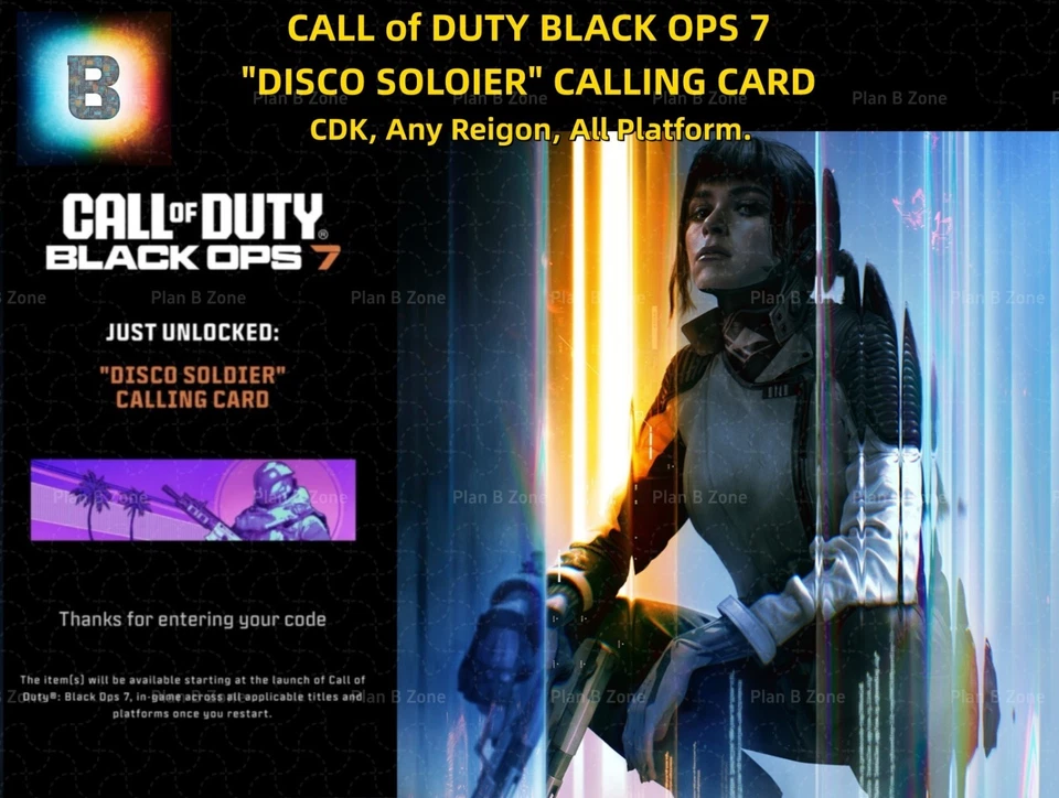 Call of Duty BLACK OPS 7: "DISCO SOLOIER", Tarjeta de Llamadas Exclusiva, Toda Plataforma. Foto 1 de 1