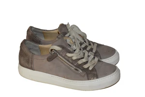 400 $ Paul Green Toby Nubukleder Sneaker Schnürschuhe taupe metallic 9 - Bild 1 von 6