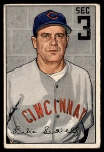 1952 Bowman Luke Sewell Cincinnati Reds #94 - Foto 1 di 2