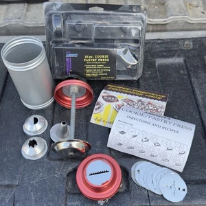 MIRRO Cookie Pastry Press M-0358-22 w/ 9 discs & 3 Tips Spritz VINTAGE USA Made - Picture 1 of 19