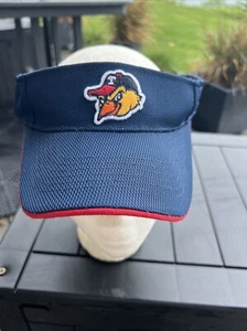 Toledo Mud Hen’s Logo on Minor League Baseball Visor Hat Red Blue Hook Loop EUC - Picture 1 of 11