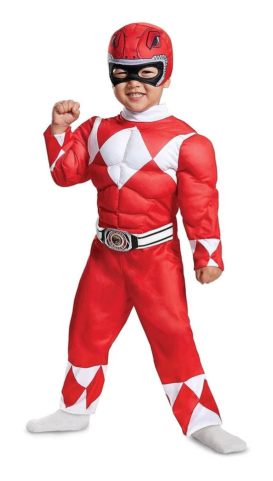 Halloween Dress-up Toddler Power Rangers Red Ranger Muscle Costume M 3t-4t G90