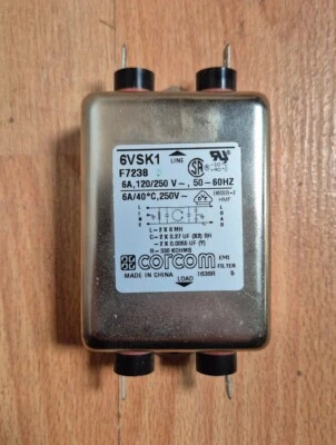 Corcom 6VSK1 Netzfilter F7238 Emi Filter 6A 120/250V unbenutzt - Bild 1 von 4