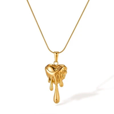 Collar colgante de amor de lava dorado de acero inoxidable para mujer joyería regalo de moda 18"" Foto 1 de 4