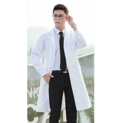 Doctor Work Clothes Men White Coat Medical Lab Uniform Scientist Jacket S/3XL - Image 1 of 2