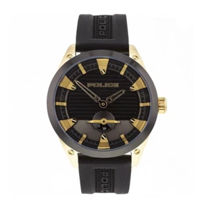 Police orologio uomo solo tempo Denton cassa acciaio 46 mm PVD nero oro - Foto 1 di 4