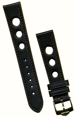 Black Rally Race Genuine Leather MC Strap, 18mm 19mm 20mm & Pre TAG Heuer Buckle - Image 1 of 4