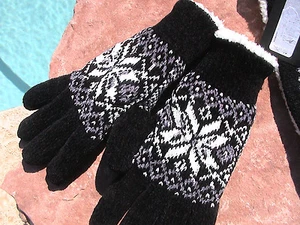 GUANTES FORRADOS DE LANA DE DEDO COMPLETO NEGROS y CALENTADOR DE OÍDOS - Imagen 1 de 4
