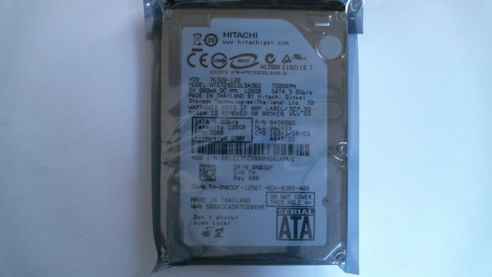 120 GB SATA Hitachi Travelstar 2.5" 7K320-120 HTS723212L9A362 New - Image 1 of 1