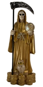 Santa Muerte 5" pulgadas, oro, estatua de la Parca de la Santa Muerte / base de monedas - Imagen 1 de 2