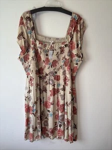 NWT Maurices Plus Size 3X Floral Smocked Midi Dress Pockets Cottagecore New - Picture 1 of 9