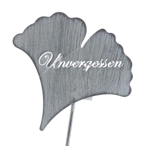 POSIWIO Erinnerungsblatt Ginkgo "Unvergessen" Grau am Stab 30 cm - Metall - Bild 1 von 1
