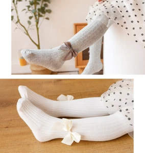 Toddler Tights Baby Tights Stockings Cotton Knitted Socks bows winter warmer - Picture 1 of 15