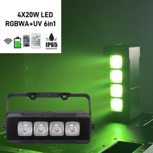 LED Wedding Battery PAR Uplight Smart DJ 4X20w RGBWA+UV 6in1 Stage Par Lights - Picture 1 of 10