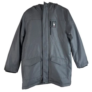 NEW Spyder Boys HydroWeb Hooded Parka Jacket Large 14/16 Gray Waterproof $199 - Picture 1 of 10