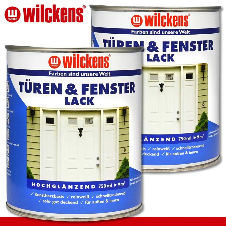 Wilckens 2 x 750 ml Türen & Fensterlack weiß Türenlack Lackfarbe innen & außen - Bild 1 von 1