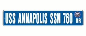 USS ANNAPOLIS SSN 760 Street Sign 6 x 30 Military USN BW - Picture 1 of 2