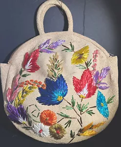 BORSA MERCATO VINTAGE PAGLIA BOHO TESSUTO FLOREALE ricamata BORSA SPIAGGIA Giamaica - Foto 1 di 20