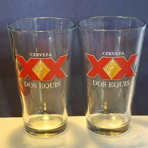 Cerveza Dos Equis Beer Glasses Lot of 2 16 oz XX Logo - Picture 1 of 2