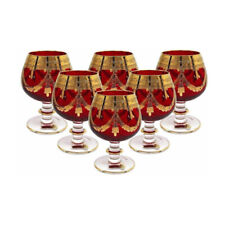 Set of 6 Interglass Italy Crystal Glasses - Ruby Red Italian Brandy Snifters