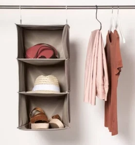 Organizador de armario colgante de 3 estantes plegable estantes gris NUEVO - Imagen 1 de 7