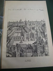LONDON NEWGATE FROM THE WEST BIRDS EYE MAP BY H BREWER C1924 VGC - Picture 1 of 2