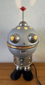 Vintage MCM 1960’s-70s Metallic Robot Portable Lamp by Satco W/ Antenna Works Metal - Bild 1 von 15
