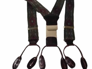 Torino Silk & Leather Geometric Suspenders - Foto 1 di 8