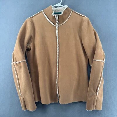 Velvet Graham Spencer Faux Suede Sherpa Lined Full Zip Coat Womens L Tan Brown - Image 1 of 4